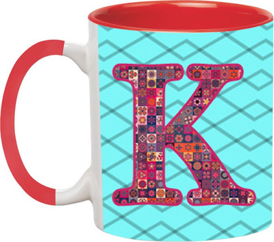 ARTBUG Alphabet K Red Ceramic Coffee Mug(350 ml)