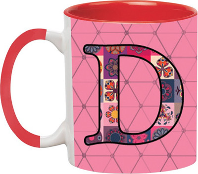 ARTBUG Alphabet D Red Ceramic Coffee Mug(350 ml)