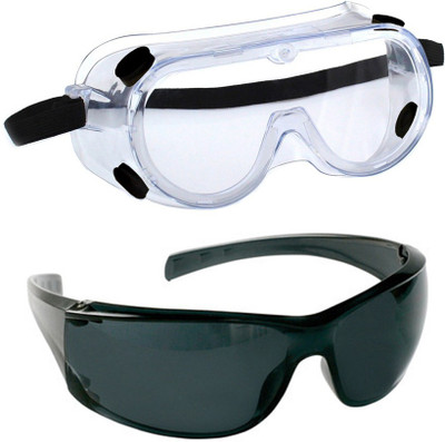 

Vezual 3M Chemical Splash Safety Goggles (1 Pcs) & Tinted, Uv protected, Polycarbonate Lens Eye Protective (1 Pcs) Power Tool, Welding, Laboratory, Wood-working Safety Goggle(Free-size)