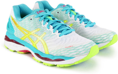 

Asics GEL - NIMBUS 18 Running Shoes For Men(Blue, White, Wh/sfty ylw/aquarium