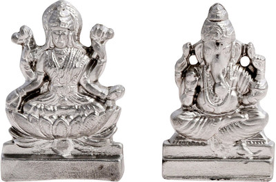 

Jaipur Gems And Handicrafts Handmade Designer Parad Laxmi-Ganesh Showpiece Religious God Deity Idol Decorative Showpiece - 7 cm(Acrylic, Silver)