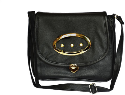 

IMPRESSIONS FOREVER Women Formal Black Leatherette Sling Bag