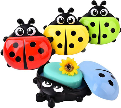 

ShopAis Lady Bug soap dish cartoon dish funky soap dish for kids.Cartoon Lady Bug Plastic Holder Dish Soap Box(Multicolor)