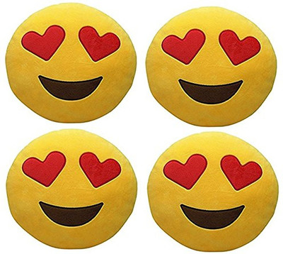 

Frantic Premium Quality Heart Eyes Soft Smiley Cushion - 35 Cm Set Of 4 - 35 cm(Yellow)