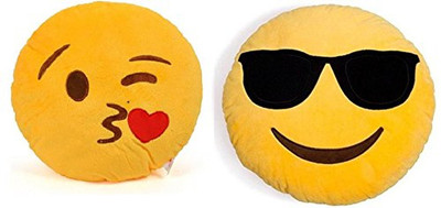 

Pandora Premium Quality Cool dude and Flying Kiss Soft Smiley Cushion - 35 Cm Pack of 2 - 35 cm(Yellow)