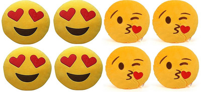 

Pandora Premium Quality Heart Eyes and Flying Kiss Smiley Cushion Size - 35 Set of 8 - 35 cm(Yellow)