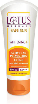 LOTUS HERBALS Safe Sun Whitening Active Tan Prevention Creme - SPF 50 PA+++(50 g)