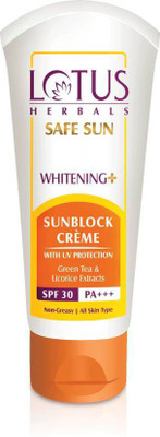 

Lotus Herbals Safe Sun Whitening Sunblock Creme - SPF 30 PA+++(75 g)