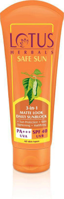 

Lotus Herbals Safe Sun Daily Sunblock Cream - SPF 40 PA+++(100 g)
