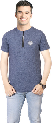 FABLUXURY Printed Men Round Neck Purple T-Shirt