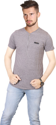 FABLUXURY Printed Men Round Neck Brown T-Shirt