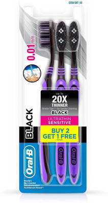 

Oral-B Ultrathin Sensitive Black Extra Soft Toothbrush(Pack of 3)