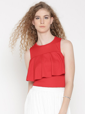 VENI VIDI VICI Casual Sleeveless Solid Women Red Top