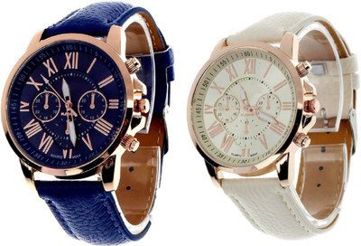 

DECLASSE AMAZING GP-2 COMBO OF GEN PLATINUM BEAUTIFUL BLUE &WHITE STRAP AND BIG SIZE DIAL-32 WOMEN Watch - For Girls