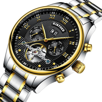 

Kinyued Aquakinyued005 KINYUED JYD05191801 Men Business Luxury Automatic Mechanical Chronograph 3ATM Water-resistant Genuine Golden Silver Black dotted Stainless Steel Strap Quartz Wristwatch Watch - For Men Watch - For Men