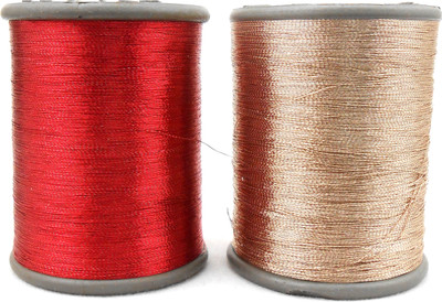 

jaz Jaz's Combo Zari Threads- Red & Amol Colour for Embroidery-Beading-Jewellery making/ Decorations/Crafts Projects. Size 50x40 mm, 50 gm.