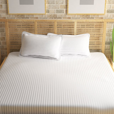 

LOOMSENSE 300 TC Satin Single Plain Bedsheet(Pack of 3, White)