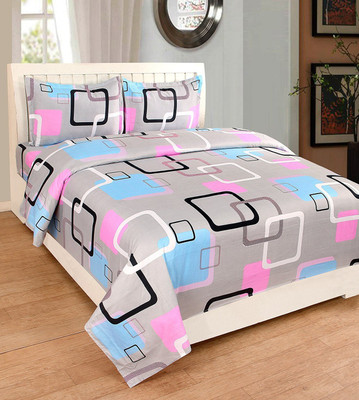 

Astra 1 TC Polycotton Double Checkered Bedsheet(Pack of 1, Blue, Grey)