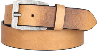

U+N Men & Women Casual Tan Genuine Leather Belt