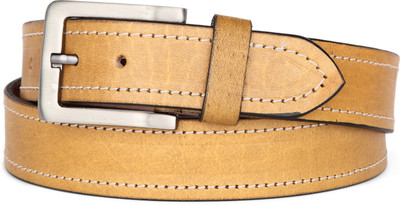

U+N Men & Women Casual Tan Genuine Leather Belt