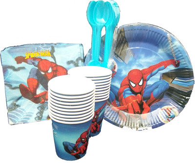 TECHNOCHITRA COMBO BOY BIRTHDAY PARTY SPECIAL PRINTED -PLATES , CUP , SPOONS & NAPKINS(Set of 20)