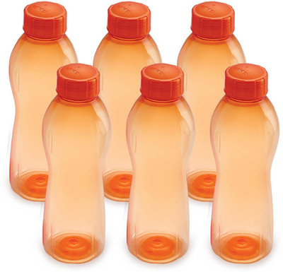 cello present Maxis PET 1000 ml unbreakable water bottel in set of 6 pcs Orange color 1000 ml Bottle(Pack of 6, Orange, Plastic)