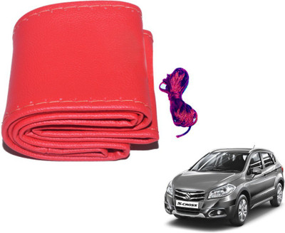 MOCKHE Hand Stiched Steering Cover For Maruti S-Cross(Red, Leatherite)