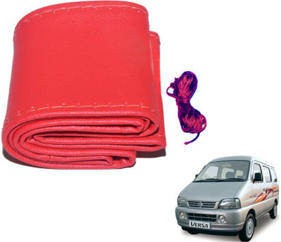 MOCKHE Hand Stiched Steering Cover For Maruti Versa(Red, Leatherite)