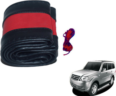 MOCKHE Hand Stiched Steering Cover For Tata Sumo Grand(Black, Red, Leatherite)