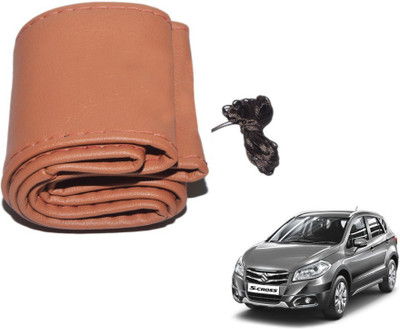 MOCKHE Hand Stiched Steering Cover For Maruti S-Cross(Tan, Leatherite)