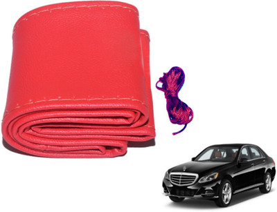 MOCKHE Hand Stiched Steering Cover For Mercedes Benz E-Class(Red, Leatherite)
