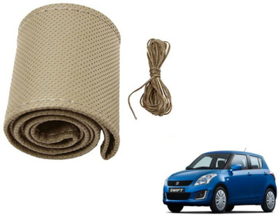 MOCKHE Hand Stiched Steering Cover For Maruti New Swift(Beige, Leatherite)