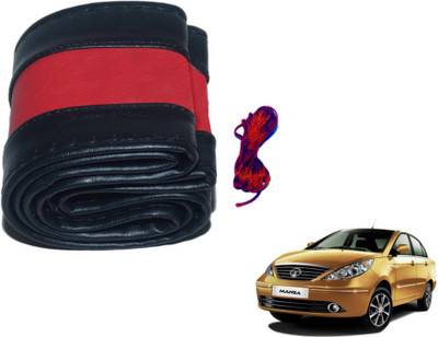 MOCKHE Hand Stiched Steering Cover For Tata Manza(Black, Red, Leatherite)