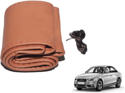 MOCKHE Hand Stiched Steering Cover For Audi A4(Tan, Leatherite)