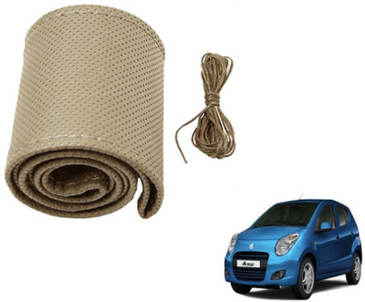 MOCKHE Hand Stiched Steering Cover For Maruti A-Star(Beige, Leatherite)