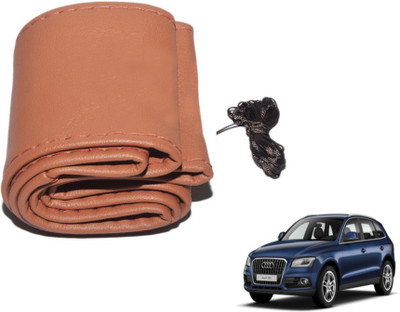MOCKHE Hand Stiched Steering Cover For Audi Q5(Tan, Leatherite)
