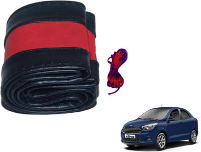 MOCKHE Hand Stiched Steering Cover For Ford Aspire(Black, Red, Leatherite)