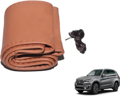 MOCKHE Hand Stiched Steering Cover For BMW X5(Tan, Leatherite)