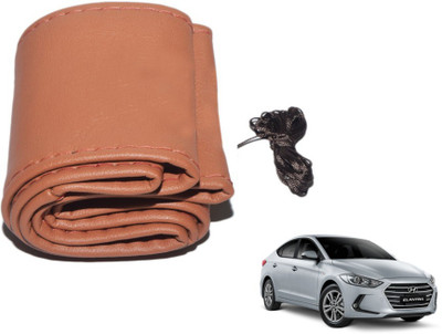 MOCKHE Hand Stiched Steering Cover For Hyundai Elantra(Tan, Leatherite)