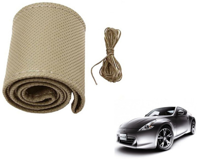 MOCKHE Hand Stiched Steering Cover For Nissan 370z(Beige, Leatherite)