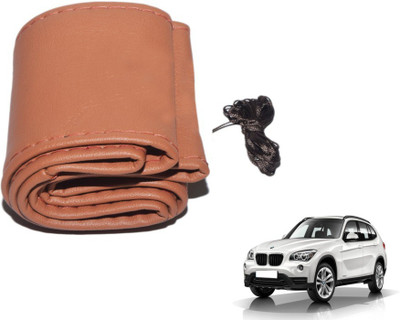 MOCKHE Hand Stiched Steering Cover For BMW X1(Tan, Leatherite)