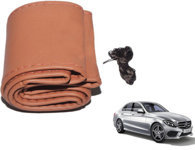 MOCKHE Hand Stiched Steering Cover For Mercedes Benz C-Class(Tan, Leatherite)