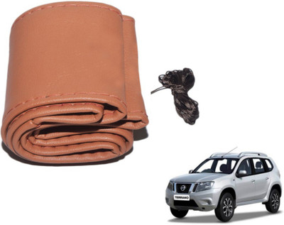 MOCKHE Hand Stiched Steering Cover For Nissan Terrano(Tan, Leatherite)