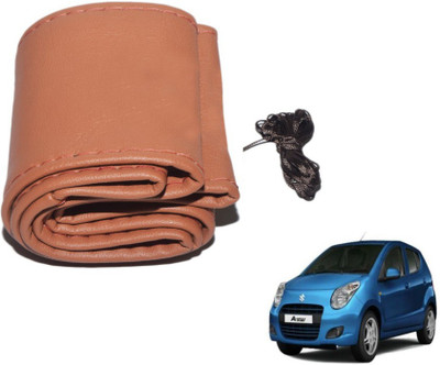 MOCKHE Hand Stiched Steering Cover For Maruti A-Star(Tan, Leatherite)