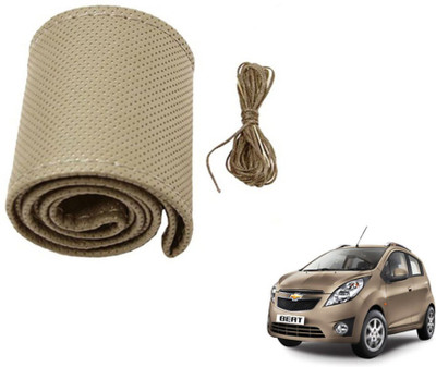 MOCKHE Hand Stiched Steering Cover For Chevrolet Beat(Beige, Leatherite)