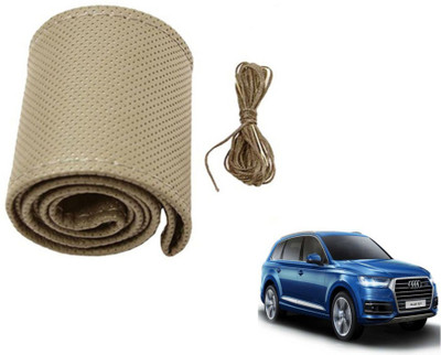 MOCKHE Hand Stiched Steering Cover For Audi Q7(Beige, Leatherite)