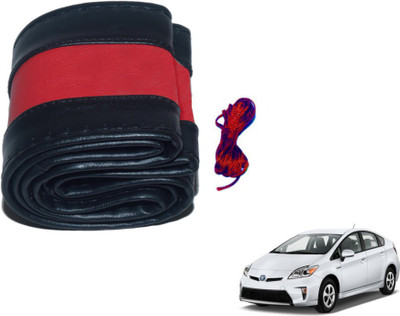 MOCKHE Hand Stiched Steering Cover For Toyota Prius(Black, Red, Leatherite)