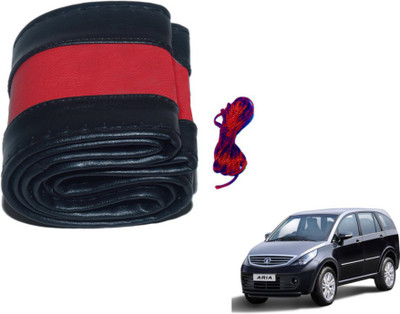 MOCKHE Hand Stiched Steering Cover For Tata Aria(Black, Red, Leatherite)