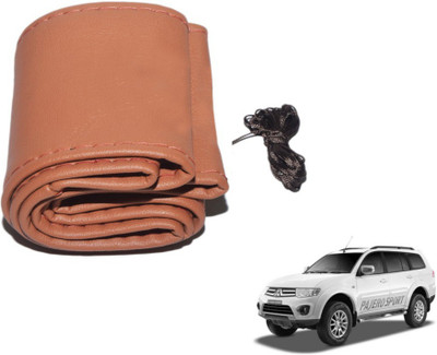 MOCKHE Hand Stiched Steering Cover For Mitsubishi Pajero Sport(Tan, Leatherite)