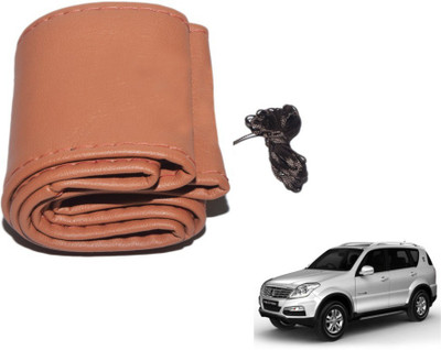 MOCKHE Hand Stiched Steering Cover For SsangYong Rexton(Tan, Leatherite)